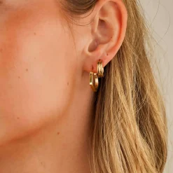 Golden Barrel Huggie Earrings