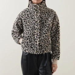 Sale BARBOUR INTERNATIONAL Harley Leopard Fleece Jacket