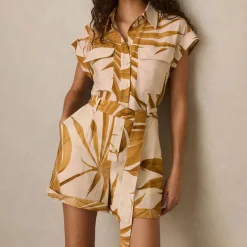 Sale REISS Harri Palm Print Belted Playsuit