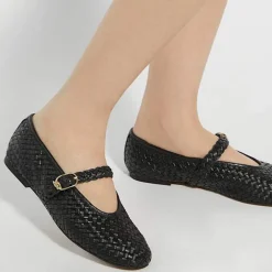 Headline Leather Woven Mary Jane Ballet Flats