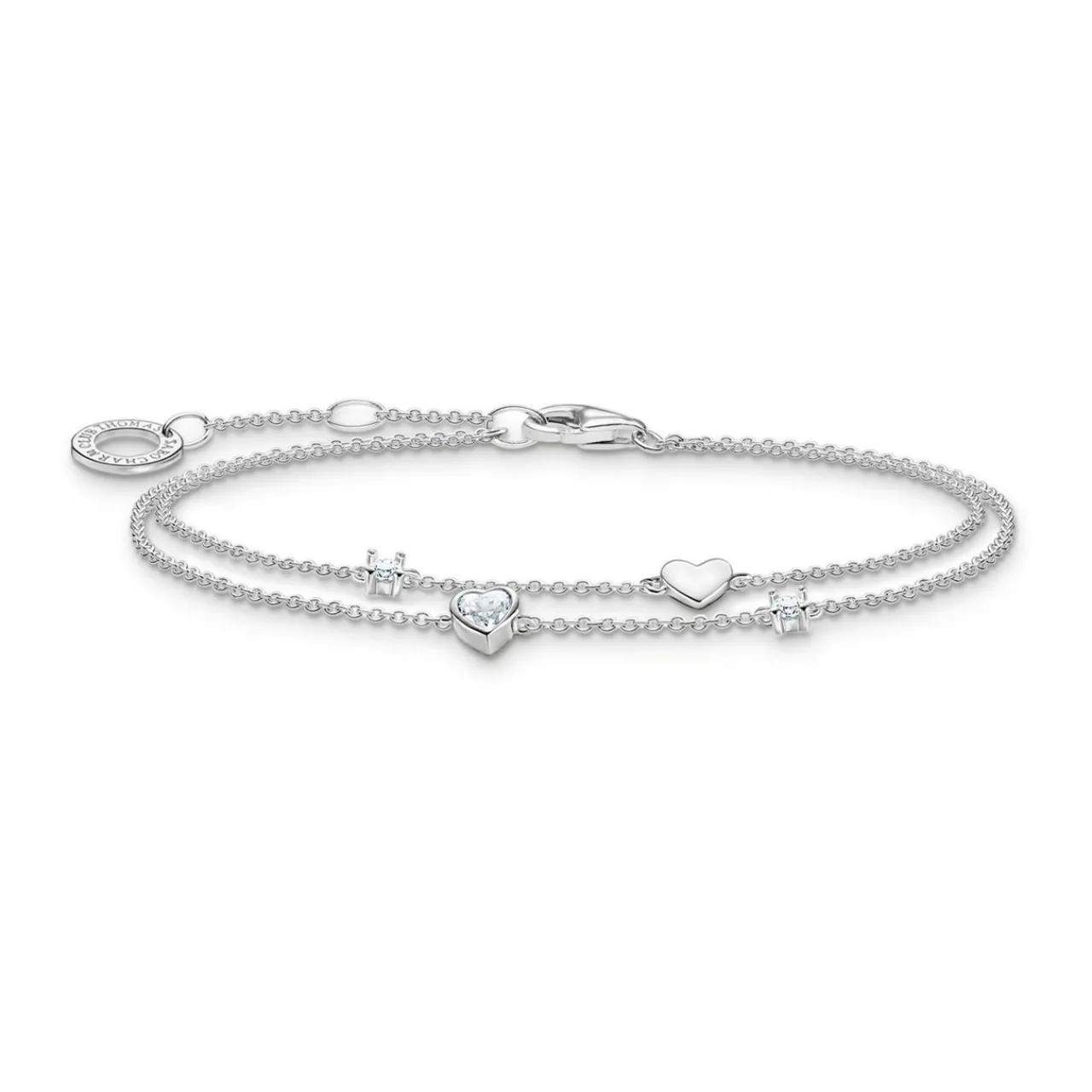 Outlet THOMAS SABO Hearts and White Stones Silver Bracelet