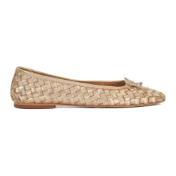 Heat Woven Leather Bow Detail Ballet Flats