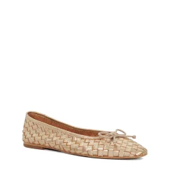 Heat Woven Leather Bow Detail Ballet Flats