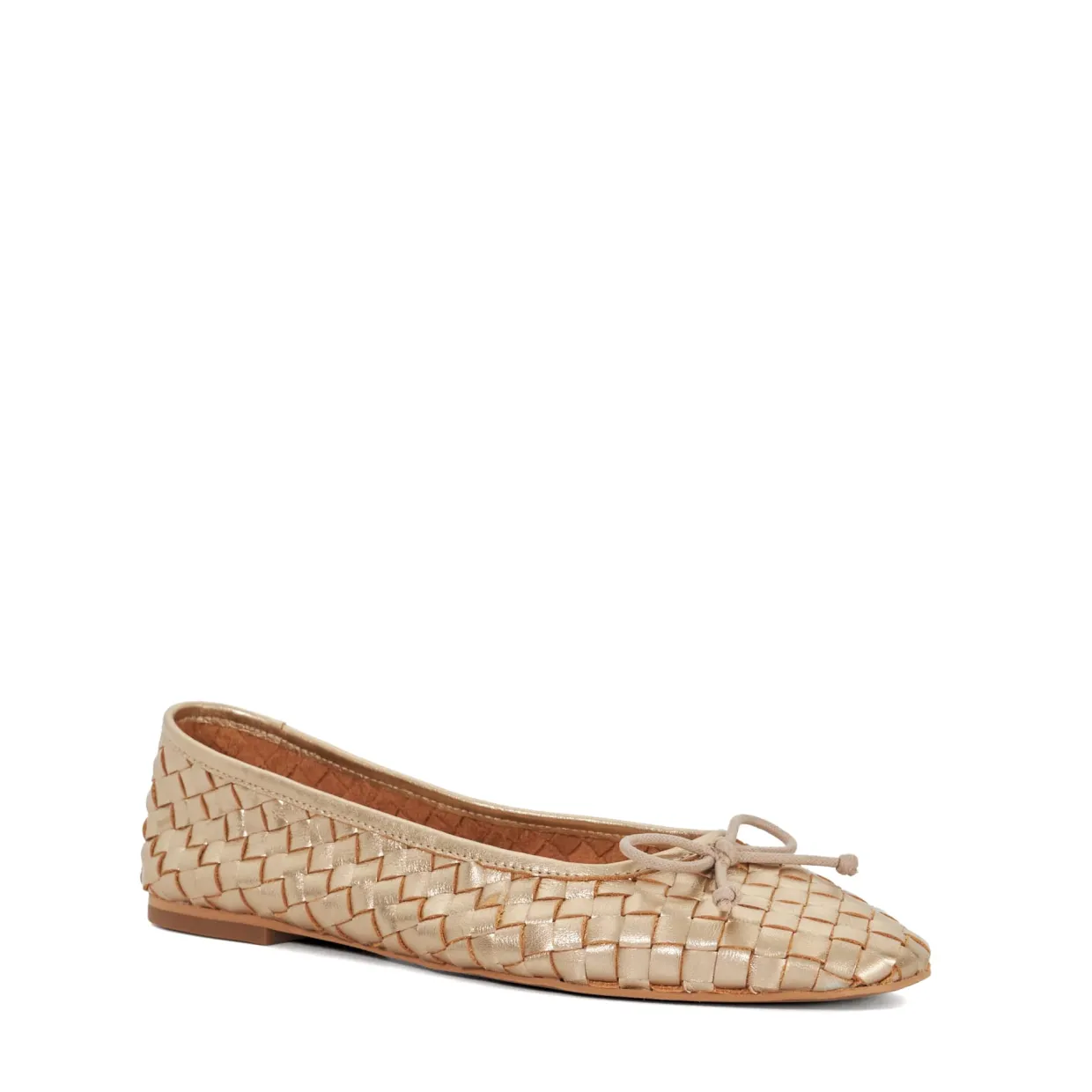 Heat Woven Leather Bow Detail Ballet Flats