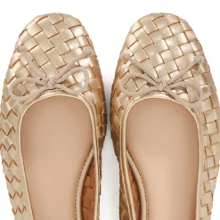 Heat Woven Leather Bow Detail Ballet Flats