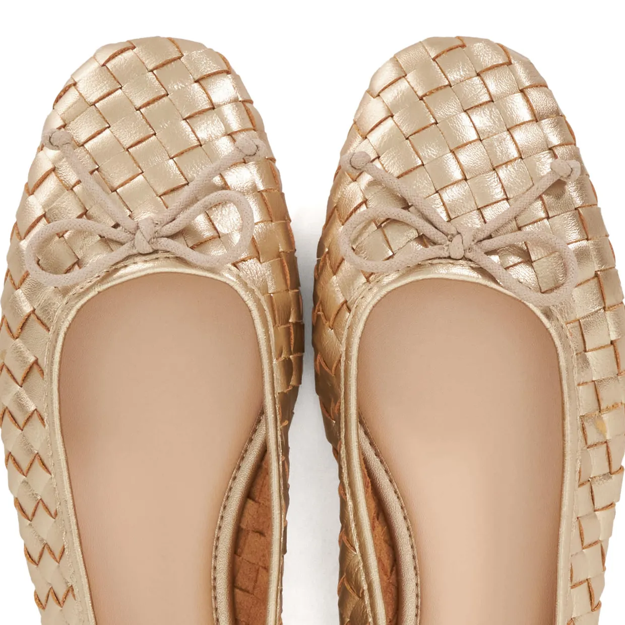 Heat Woven Leather Bow Detail Ballet Flats