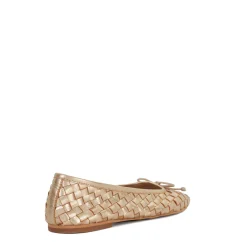 Heat Woven Leather Bow Detail Ballet Flats