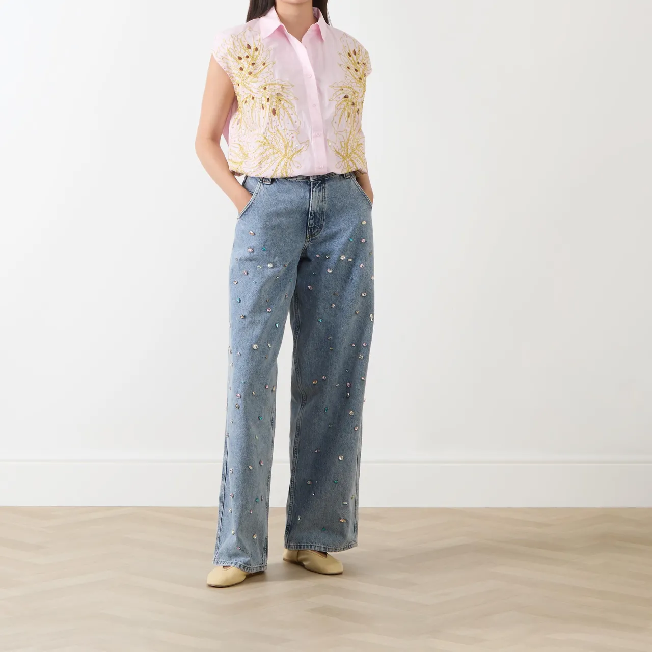 Sale ESSENTIEL ANTWERP Higg Rhinestone Wide Leg Jeans