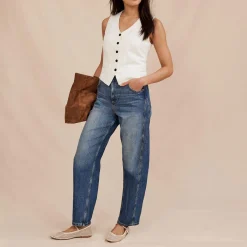 High-Rise Tapered Barrel Jeans