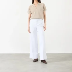 High-Rise Wide Leg Twill Trousers