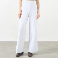 High-Rise Wide Leg Twill Trousers