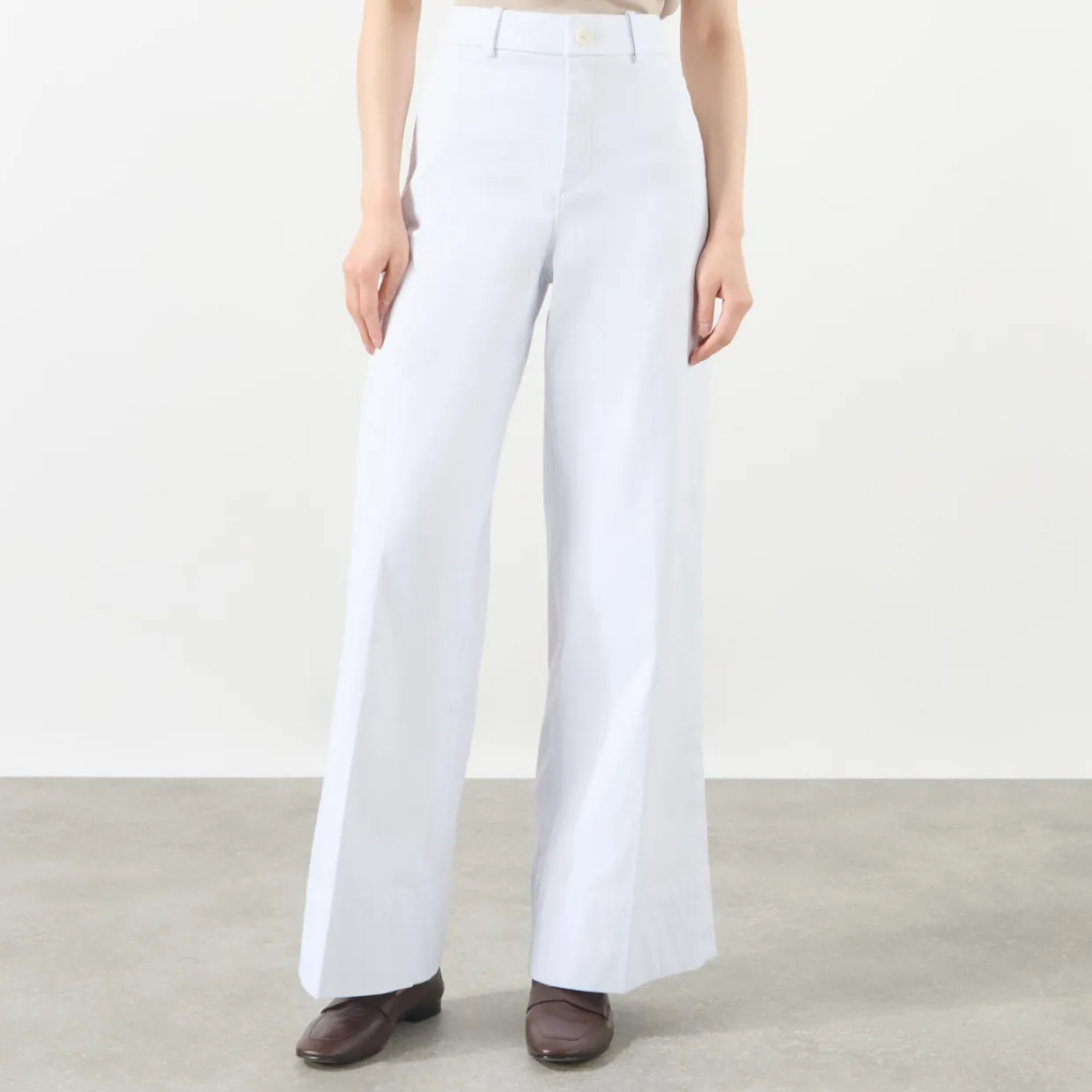 High-Rise Wide Leg Twill Trousers
