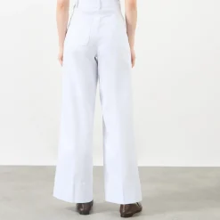 High-Rise Wide Leg Twill Trousers