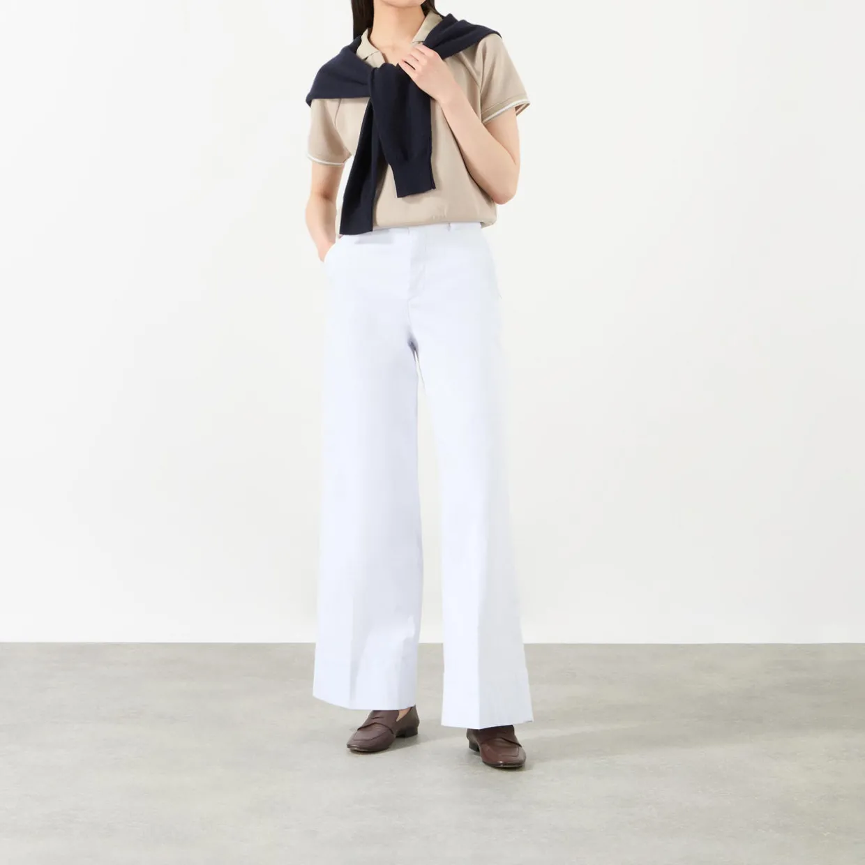 High-Rise Wide Leg Twill Trousers