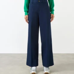 High-Rise Wide Leg Twill Trousers