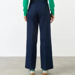 High-Rise Wide Leg Twill Trousers