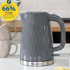 Hot RUSSELL HOBBS Honeycomb Kettle 1.7L Grey
