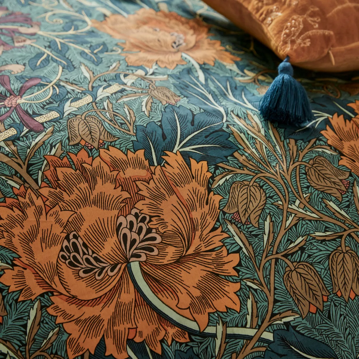 Honeysuckle and Tulip Duvet Cover Set Mulberry-Teal