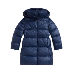 Hooded Pony Logo Long Down Jacket 6-12 Years
