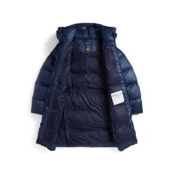 Hooded Pony Logo Long Down Jacket 6-12 Years