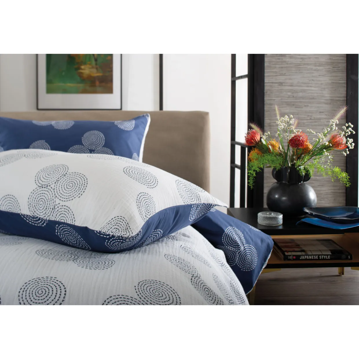 Hyogo Duvet Set Blue/White