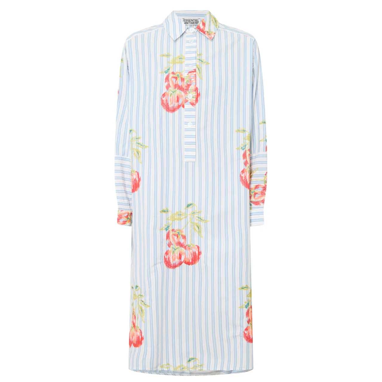 Fashion ESSENTIEL ANTWERP Ihortland Stripe Embroidered Shirt Dress