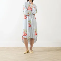 Fashion ESSENTIEL ANTWERP Ihortland Stripe Embroidered Shirt Dress