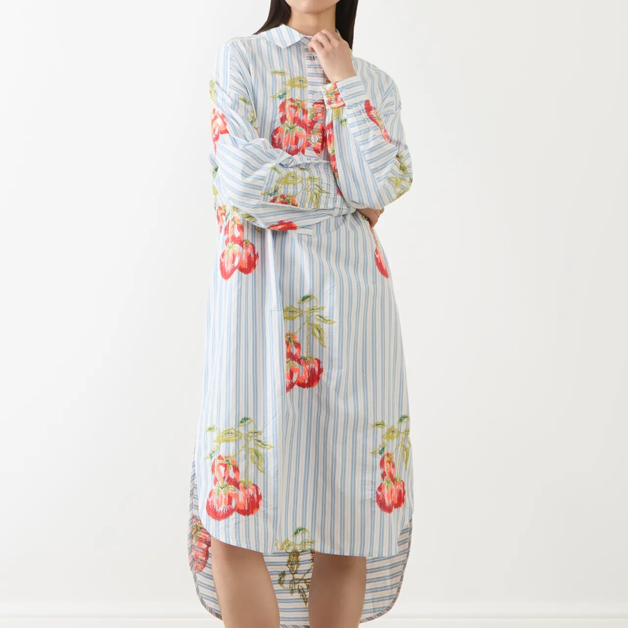 Fashion ESSENTIEL ANTWERP Ihortland Stripe Embroidered Shirt Dress