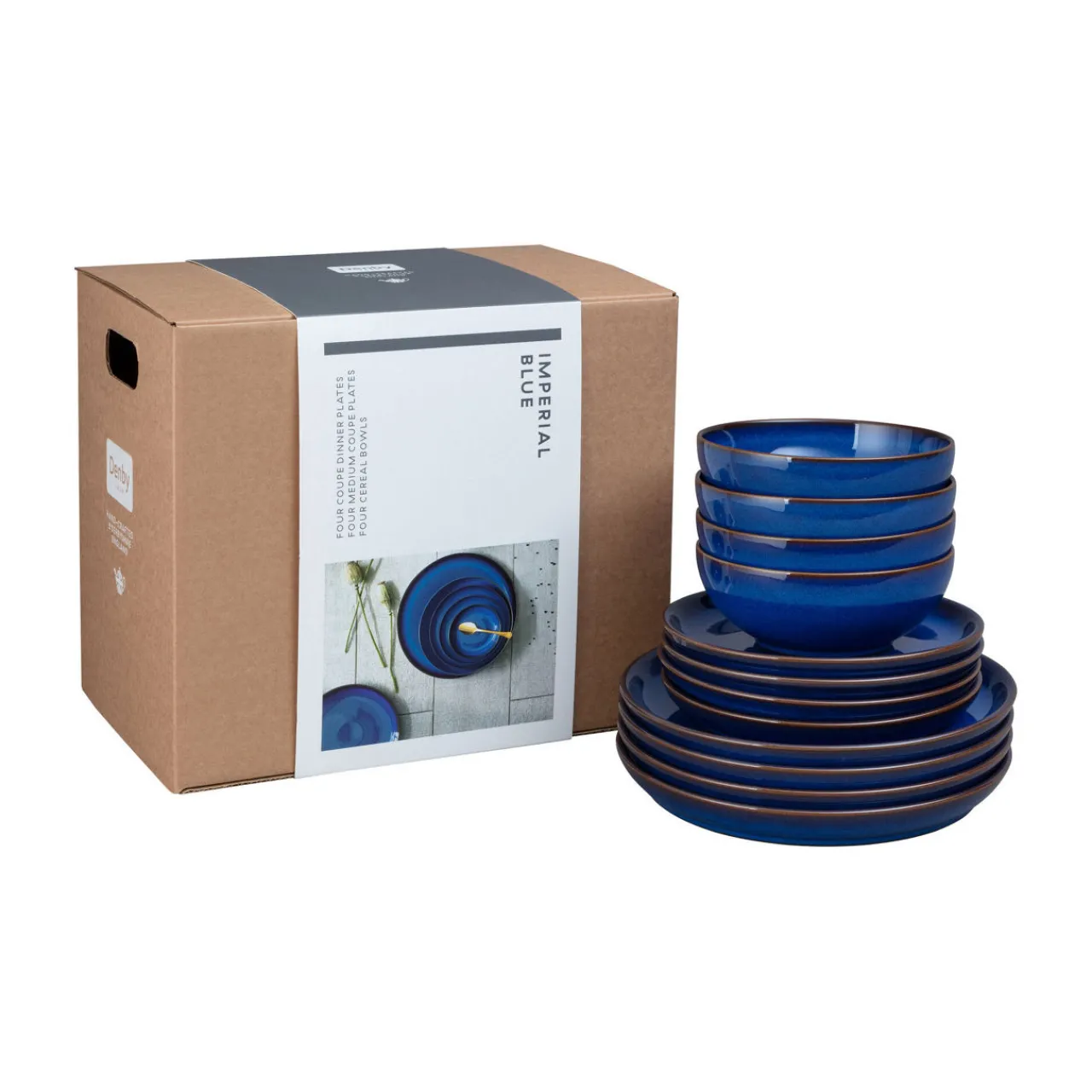 Clearance DENBY Imperial Blue 12-Piece Coupe Set