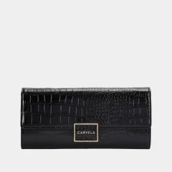 Jessica Croc-Embossed Clutch