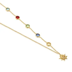 14K Gold-Plated Stone Charm Necklace