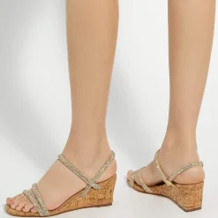 Fashion DUNE LONDON Kalia Embellished Cork Wedge Sandals