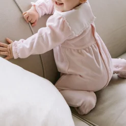 Katie Velour Floral Embroidered Babygrow