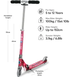 Kids Stripe Sprite Foldable Scooter