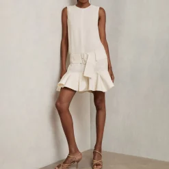 Clearance REISS Kimberly Ruffle Hem Belted Mini Dress