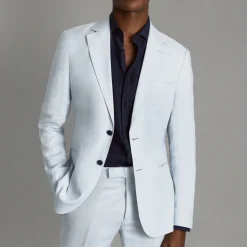 New REISS Kin Single-Breasted Linen Blazer
