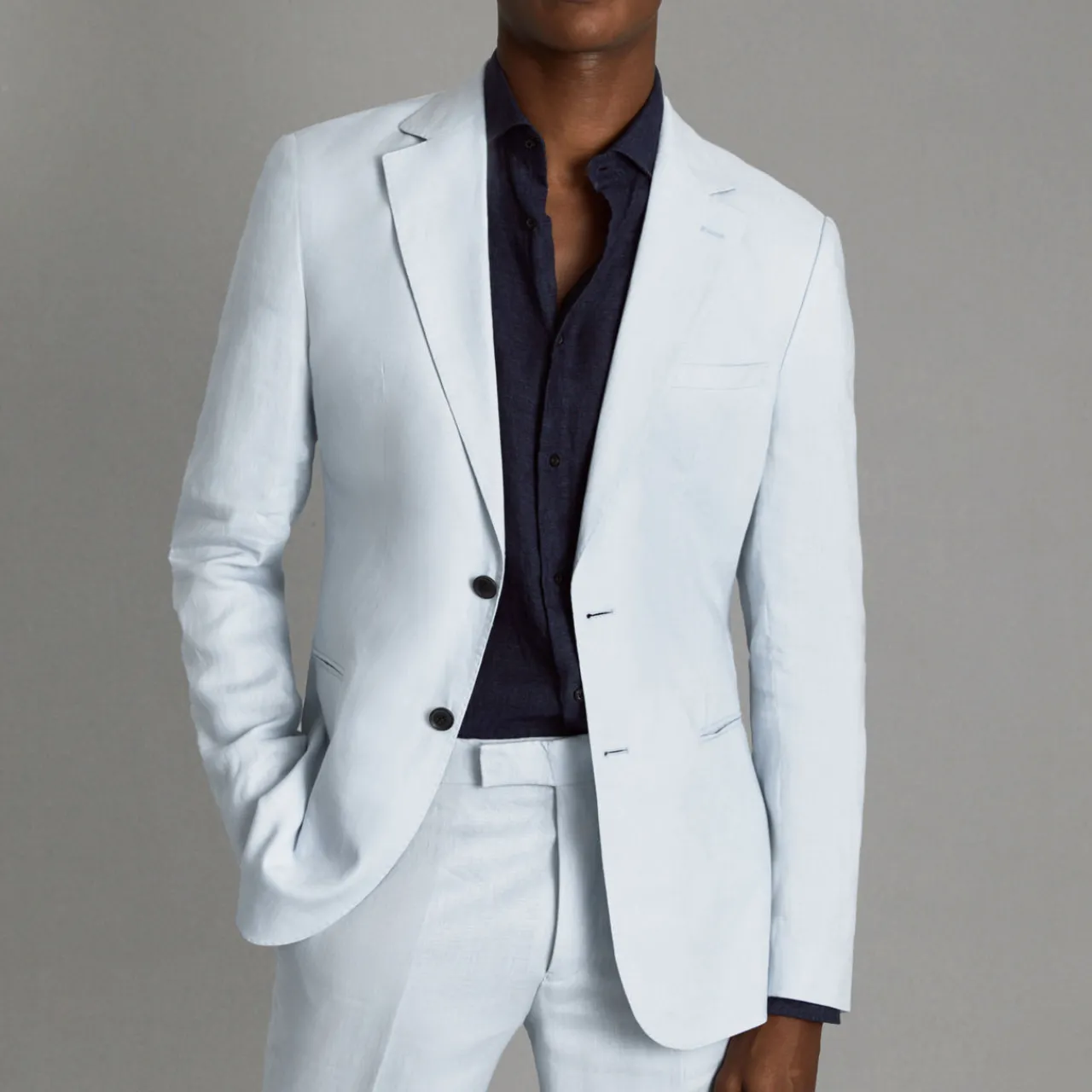 New REISS Kin Single-Breasted Linen Blazer