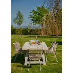Kingsville Garden Dining Set Linen 195cm