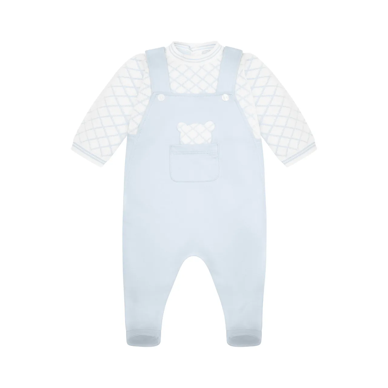 Outlet EMILE ET ROSE Kit Diamond Check Teddy Mock Dungaree Babygrow
