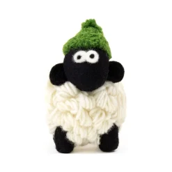 Knitted Sheep With Green Bobble Hat