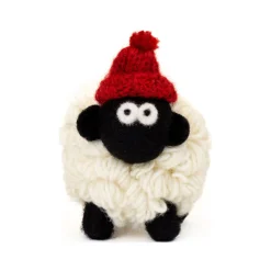 Knitted Sheep With Red Bobble Hat
