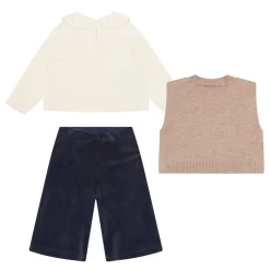 Fashion MAYORAL Knitted Sweater, Top & Velour Trousers Three-Piece Set