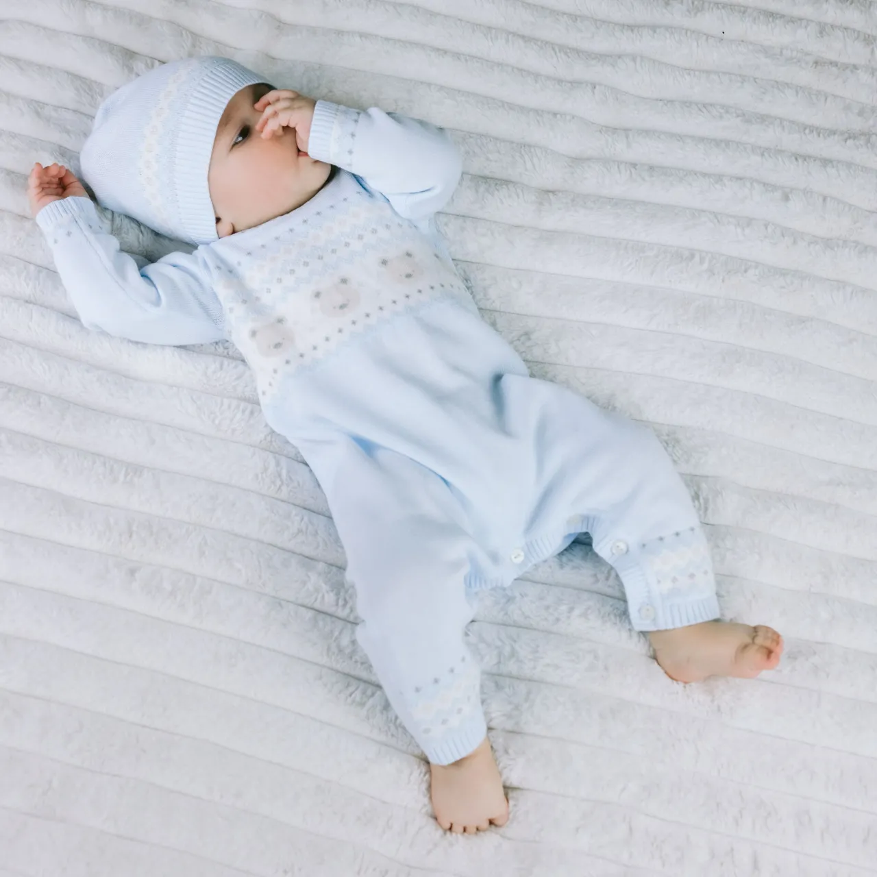 Online EMILE ET ROSE Kristian Knitted Bear Fairisle Bodysuit & Hat Two-Piece Set