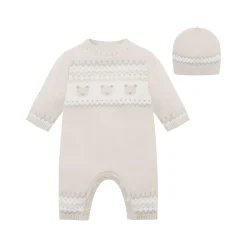 Kristian Knitted Bear Fairisle Bodysuit & Hat Two-Piece Set