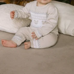 Kristian Knitted Bear Fairisle Bodysuit & Hat Two-Piece Set
