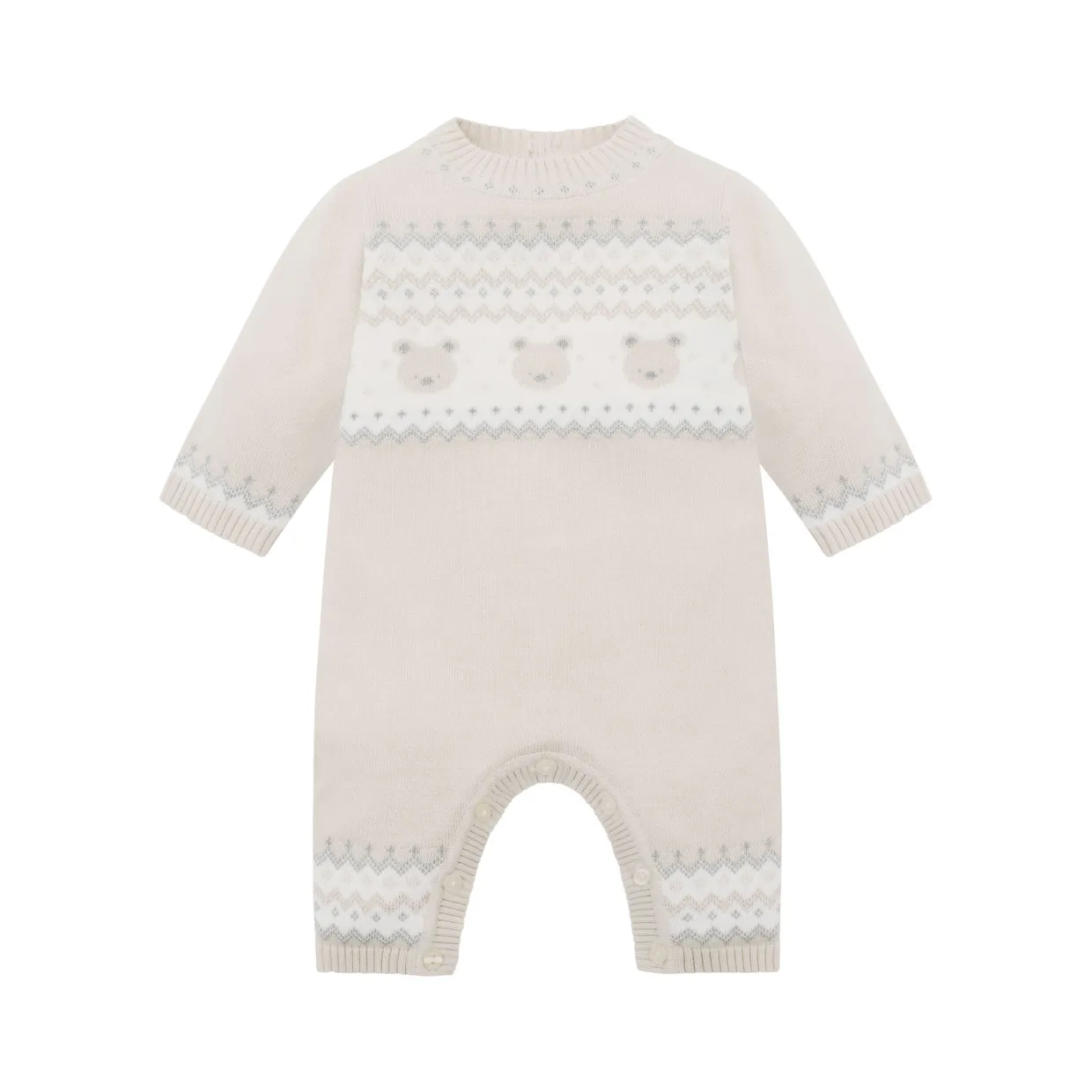 Kristian Knitted Bear Fairisle Bodysuit & Hat Two-Piece Set