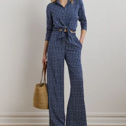 Fashion LAUREN Kristy Geo-Print Crepe Shirt