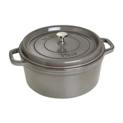 Hot STAUB La Cocotte 28cm Round Cast Iron Cocotte Graphite-Grey