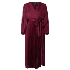 Best JOSEPH RIBKOFF Lace-Sleeve Pleated Wrap Dress
