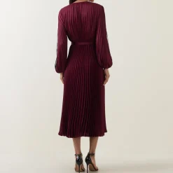 Best JOSEPH RIBKOFF Lace-Sleeve Pleated Wrap Dress